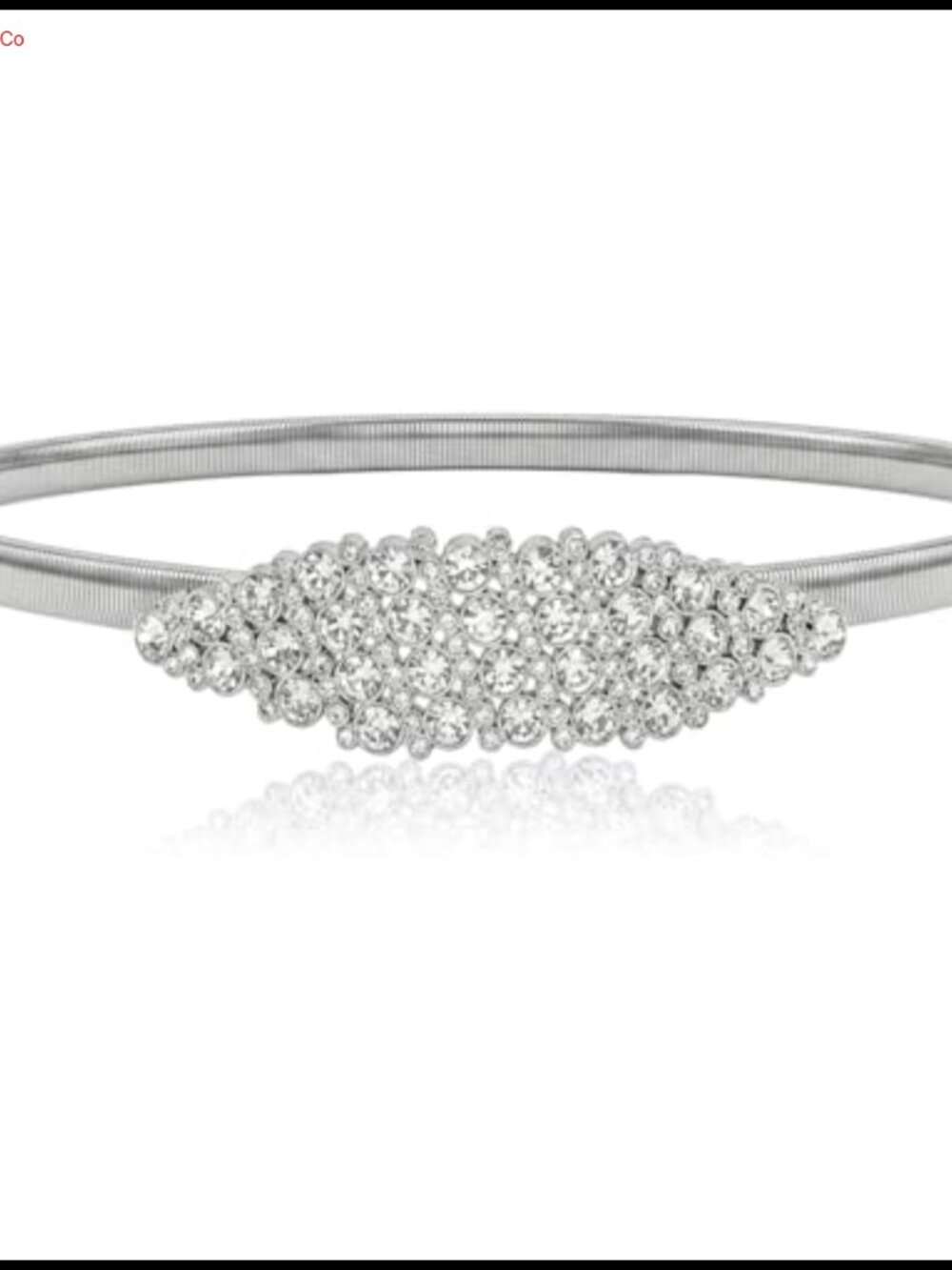 Skinny Metal Waist Belt Elastic Silver Rhinestone Waist Belt
